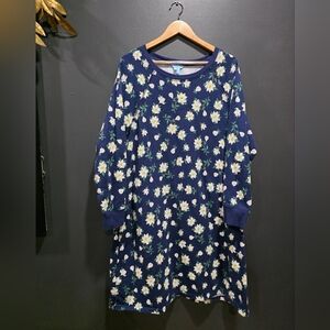 Cotton Draper James Natalie Sweatshirt Dress navy magnolia floral print Sz 2X